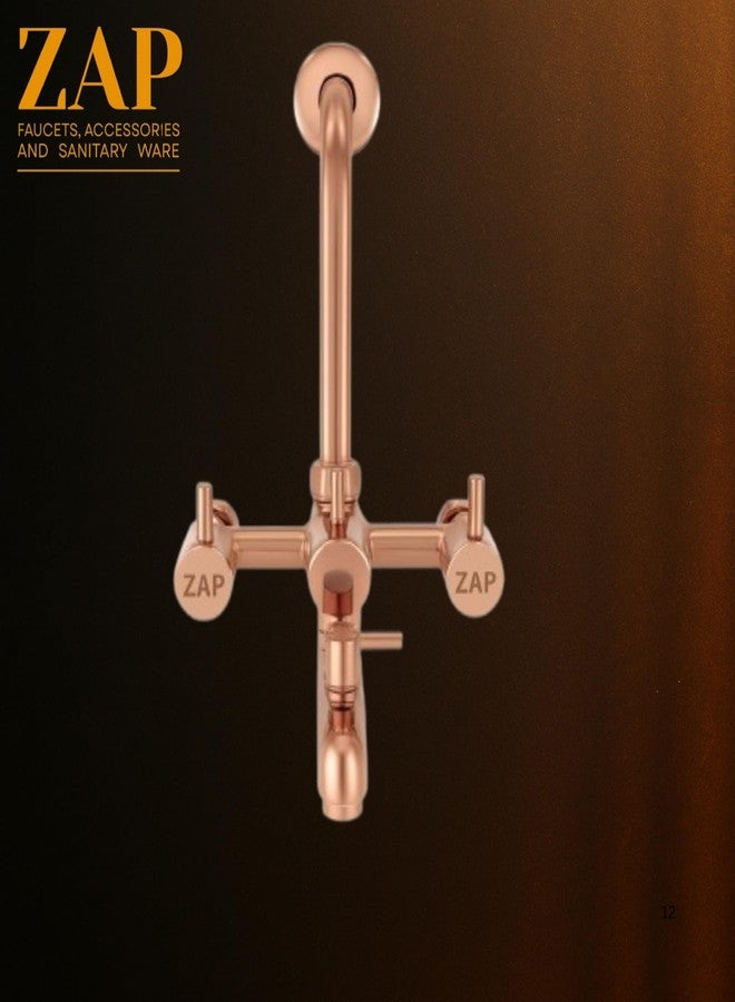 ZAP Elixir 3-in-1 Full Brass Wall Mixer for Bathroom | Rose Gold Finish | Rust Resistant & Durable Tap | Provision for Overhead Shower and Long Bend Pipe | Stylish Bathroom Fitting - Image 2